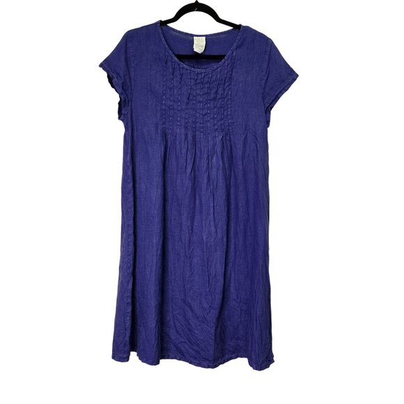 Match Point Womens Purple Linen A-Line Dress S Minimalist Lagenlook - Picture 1 of 9